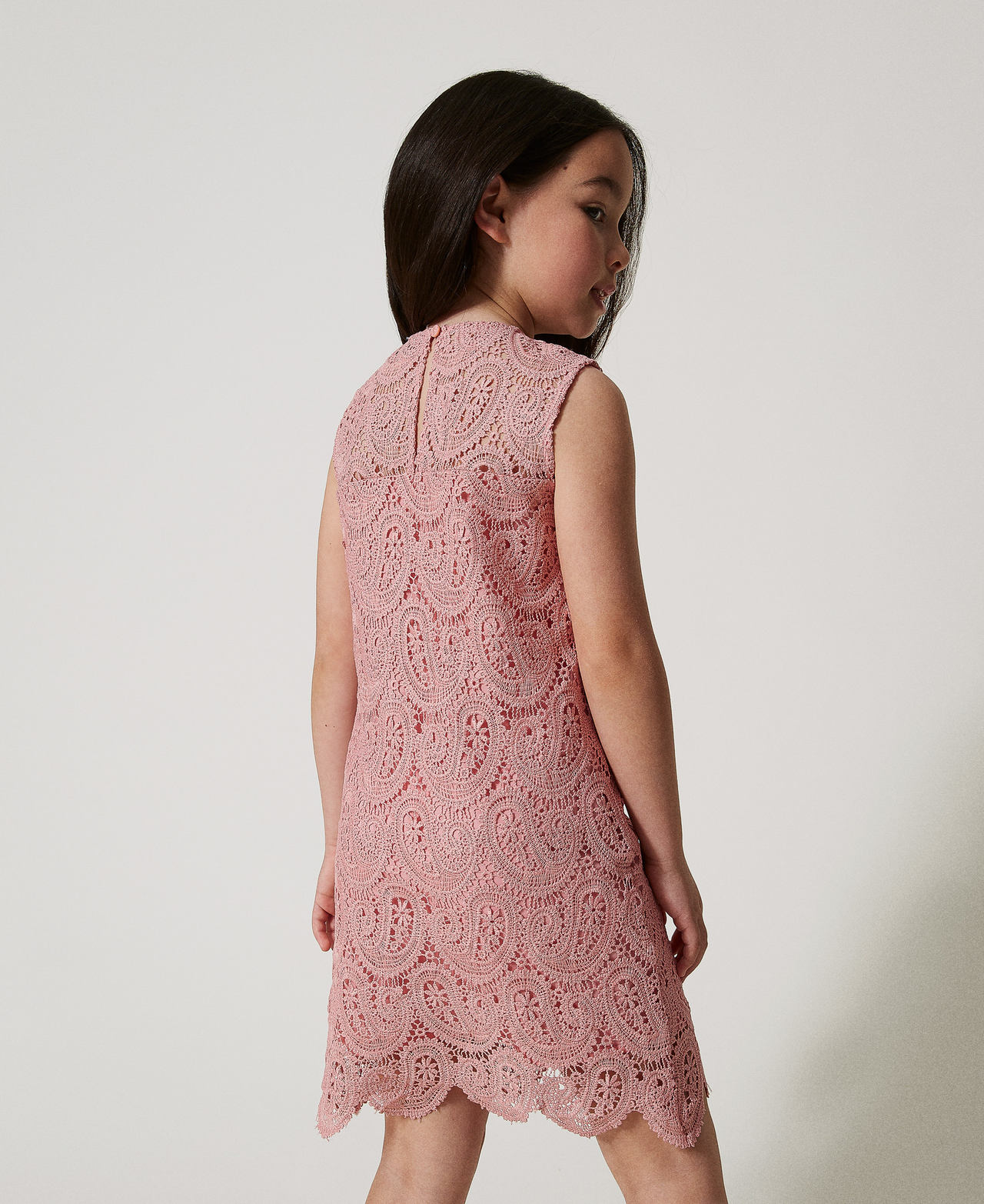 Schmales Minikleid aus Makrameespitze Sweet Rose M&auml;dchen 251GJ2QR3_00533_03