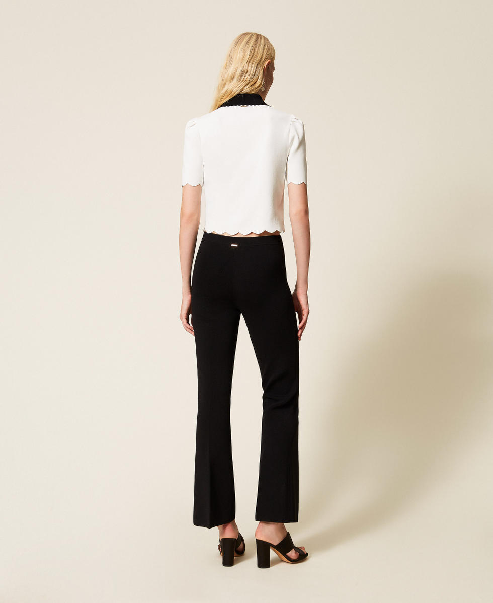 Pantalon &eacute;vas&eacute; en maille Noir Femme 261TP3130_00006_03
