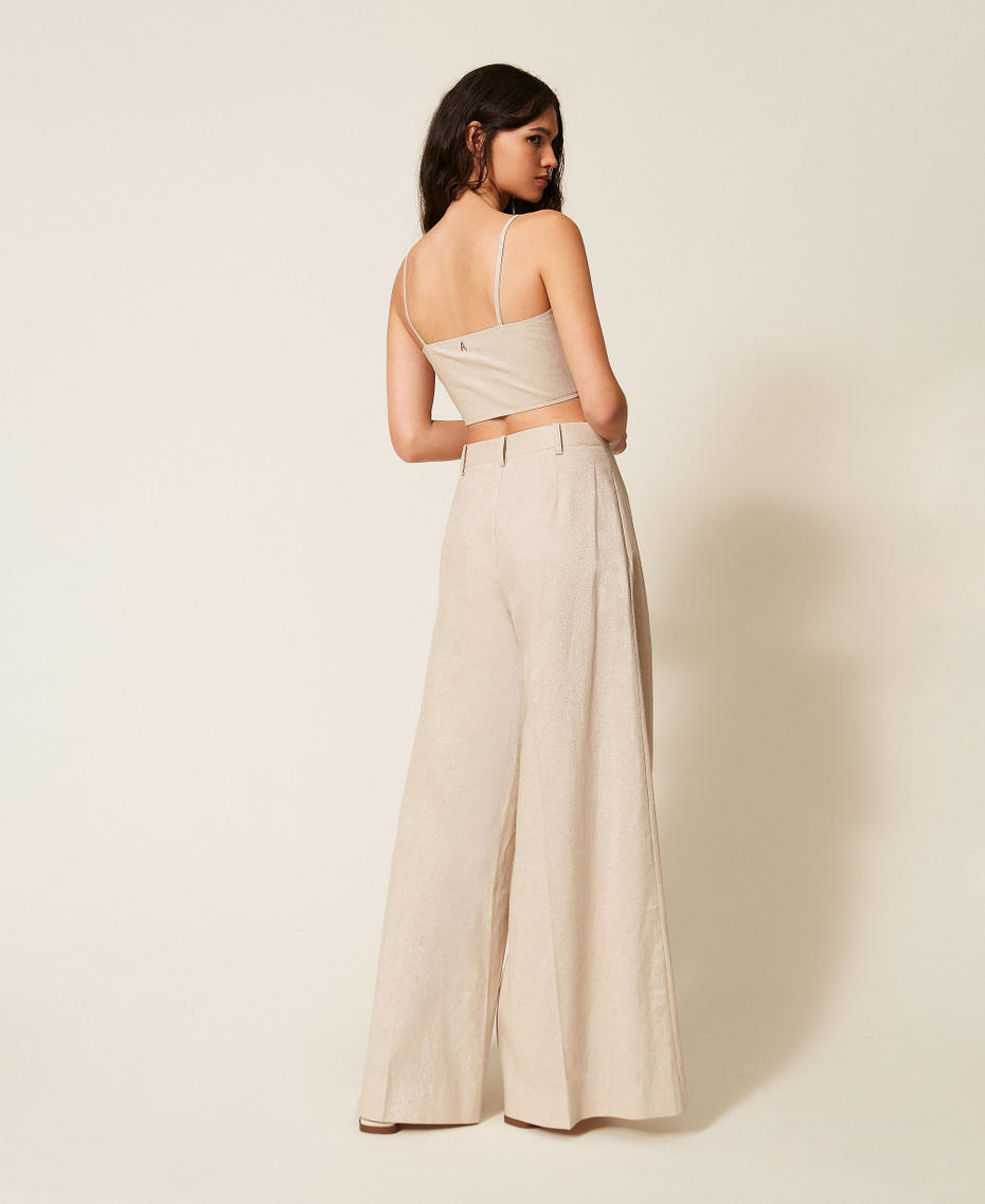 Linen blend trousers with lurex Cashew Beige Lurex Woman 261AT2073_13460_03