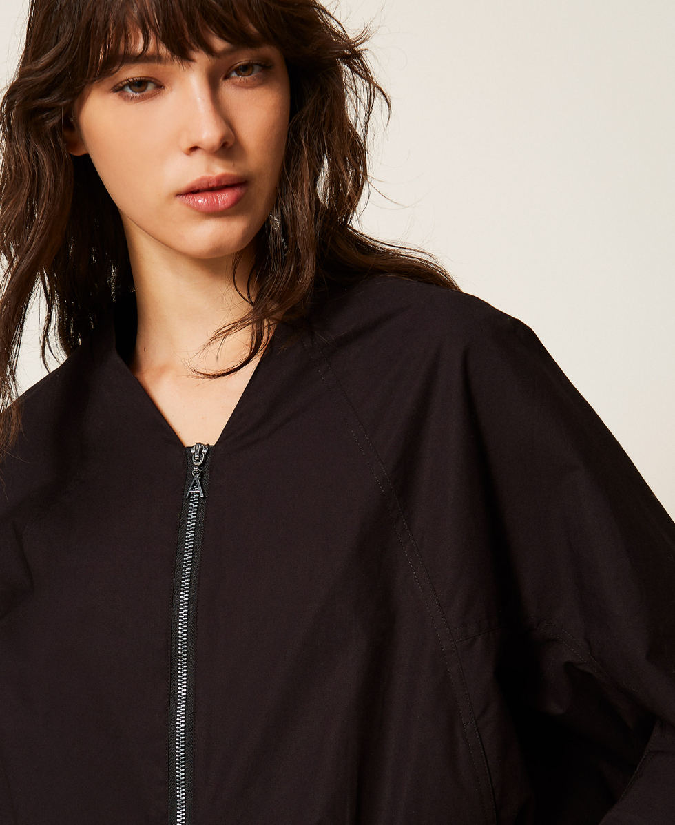 Bomber en popeline recycl&eacute;e Noir Femme 261AP2080_00006_04