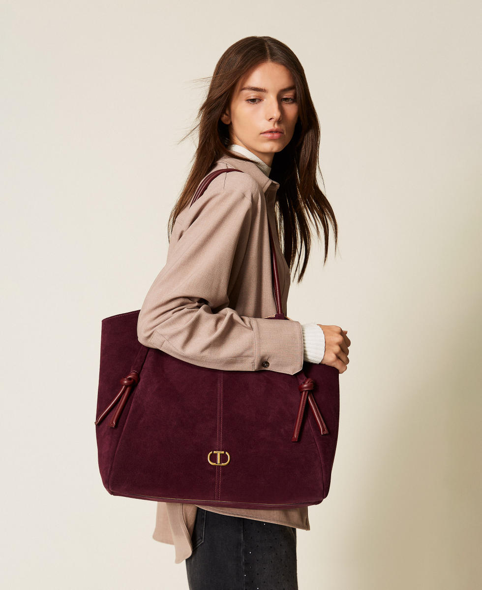 Shopper aus Veloursleder mit Knoten