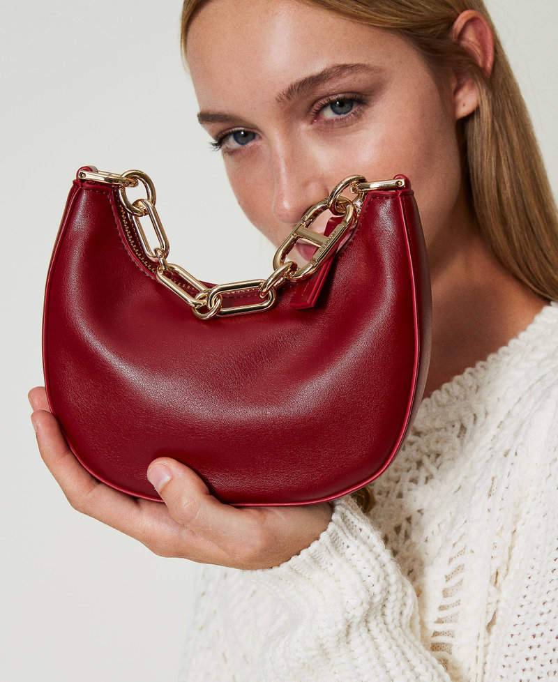 Tasche „Mini Croissant“ mit „Oval T“-Schließe Pompejanisch-Rot Frau 242TB7220_11755_0S