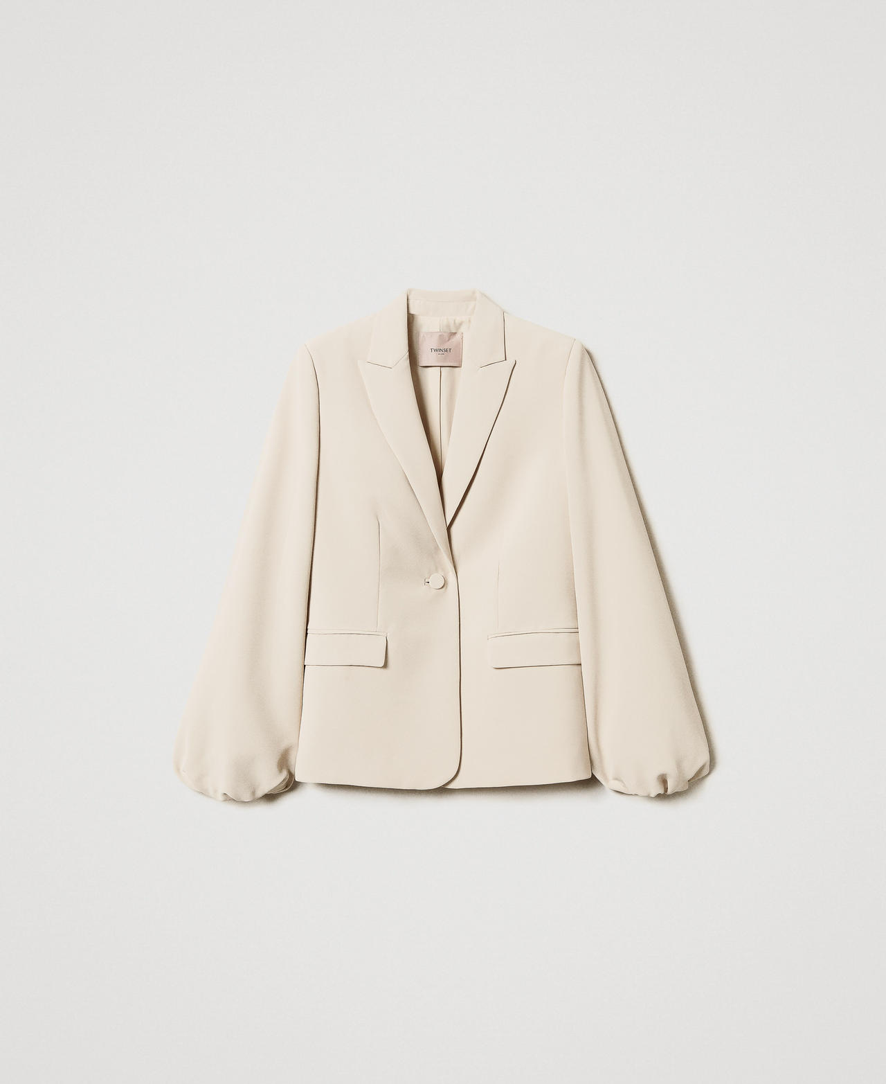 Crêpe jacket with gathered sleeves Delicate Beige Woman 251TP2320_12140_0S