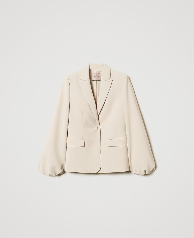 Crêpe jacket with gathered sleeves Delicate Beige Woman 251TP2320_12140_0S