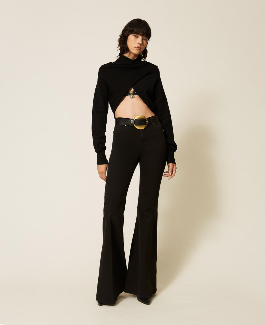 2-in-1-Bolero-Stricktop Schwarz Frau 262TP3Q13_00006_T0
