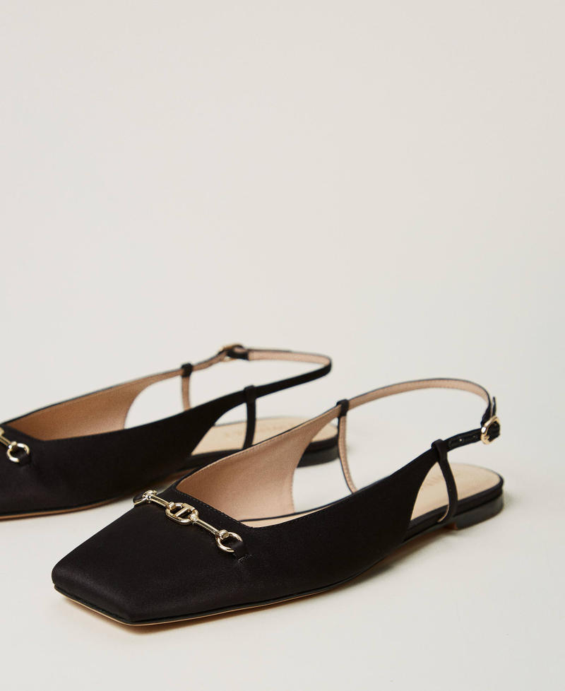 Satin sling back ballet flats Black Woman 251TCP082_00006_02