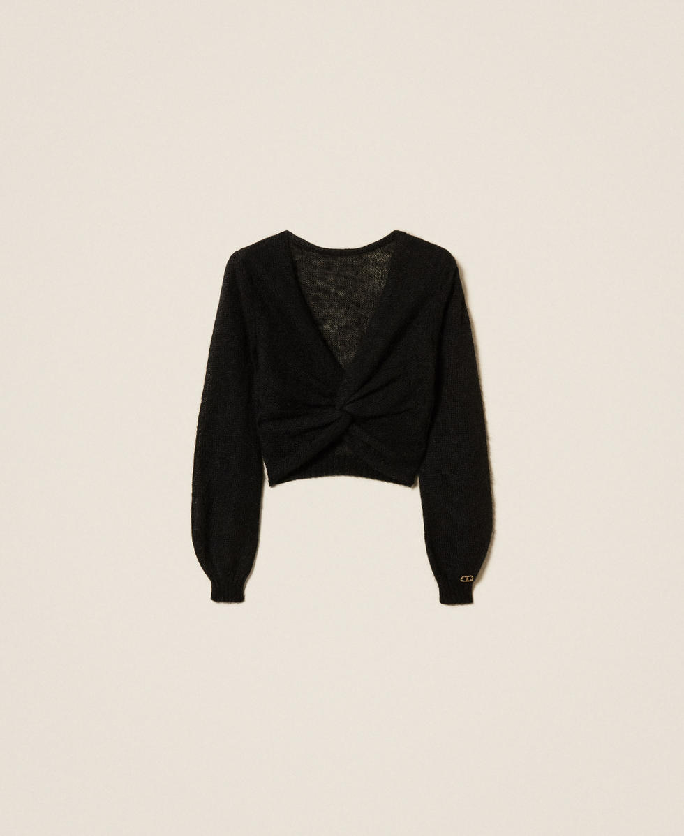 Coprispalle in maglia misto mohair Nero Donna 252TP3525_00006_S0