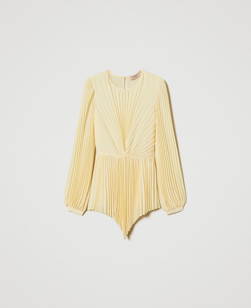 Pleated georgette blouse Vanilla Woman 251TP2333_12143_S0