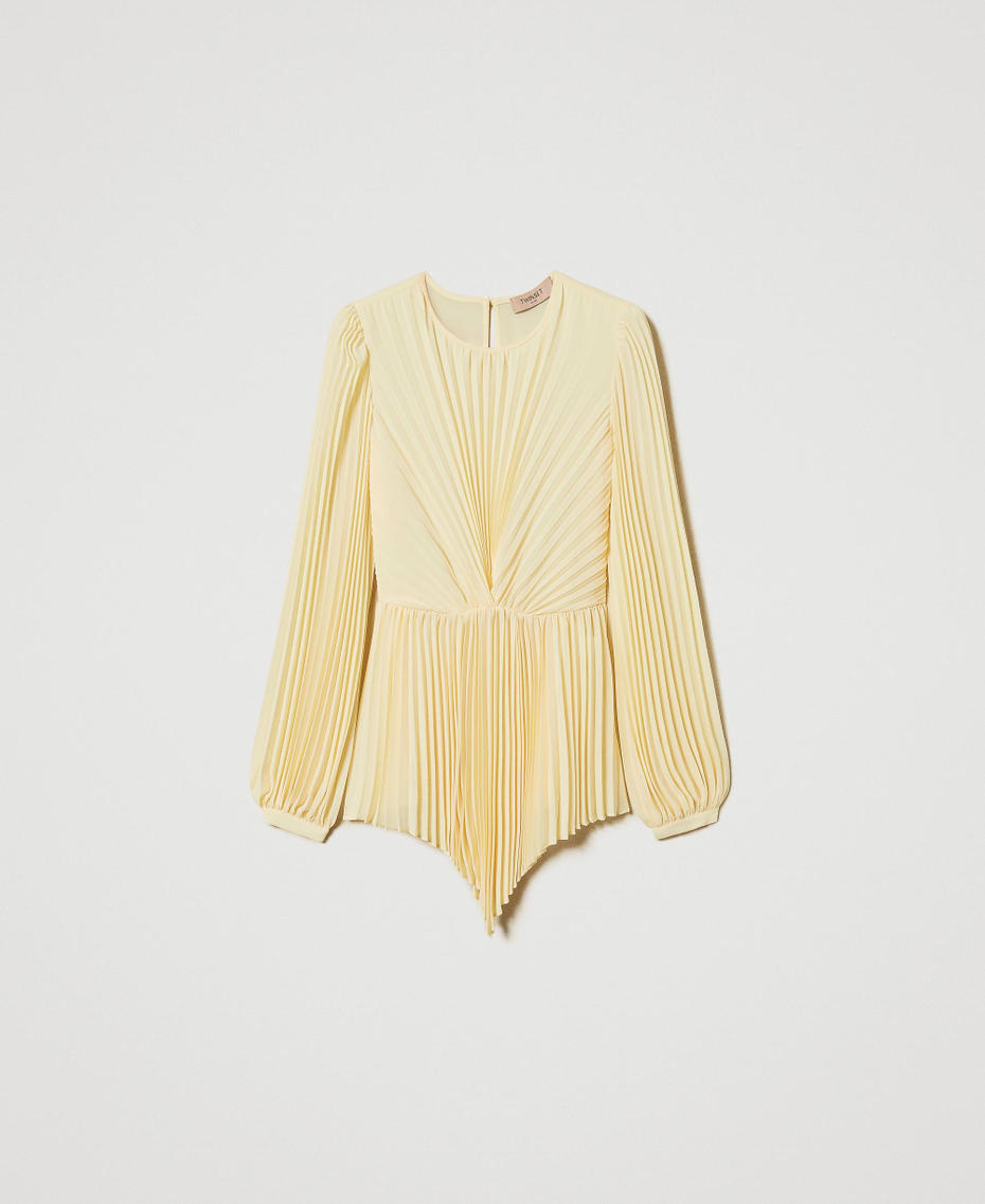 Pleated georgette blouse Vanilla Woman 251TP2333_12143_S0