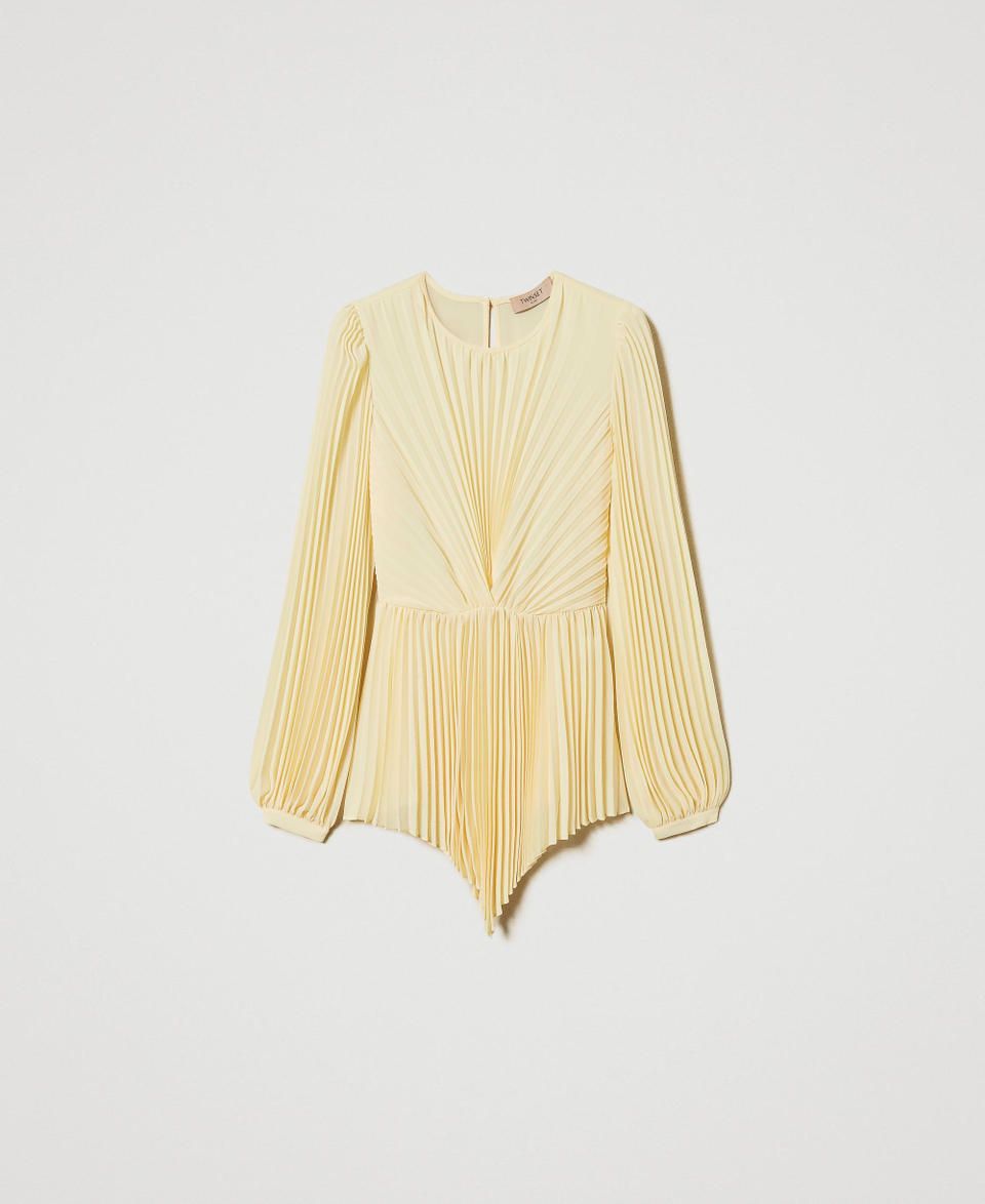 Pleated georgette blouse Vanilla Woman 251TP2333_12143_S0