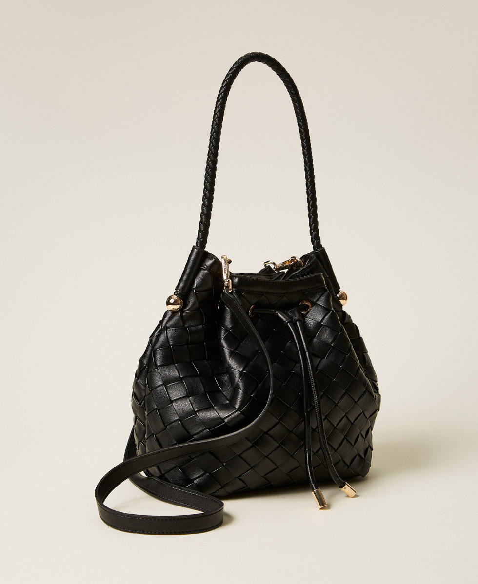Sac seau tress&eacute; &agrave; la main Noir Femme 261TB7302_00006_02
