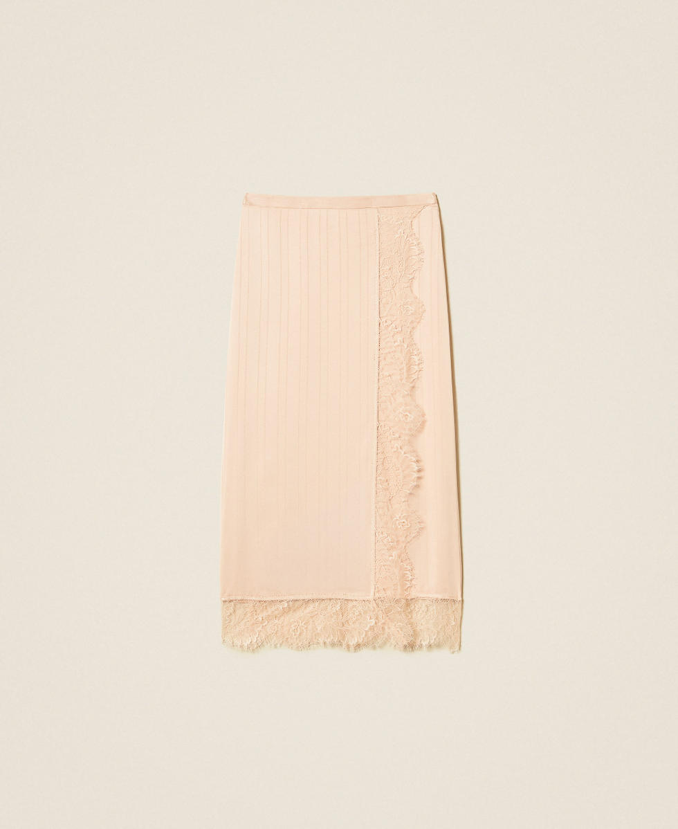 Gonna longuette in raso e pizzo Rosa "Peachy Keen" Donna 262TP2123_11947_S0