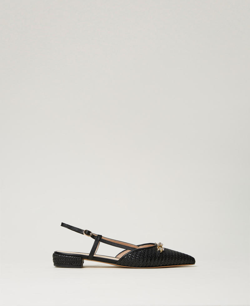 Slingback ballet flats with Oval T Black Woman 251TGT052_00006_01