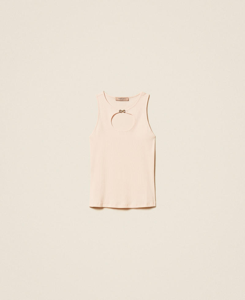 Top a costine con logo Pearl Rose Donna 261TT2280_13144_S0