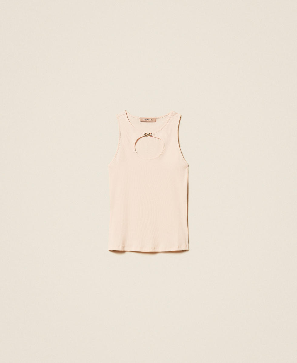 Top a costine con logo Pearl Rose Donna 261TT2280_13144_S0