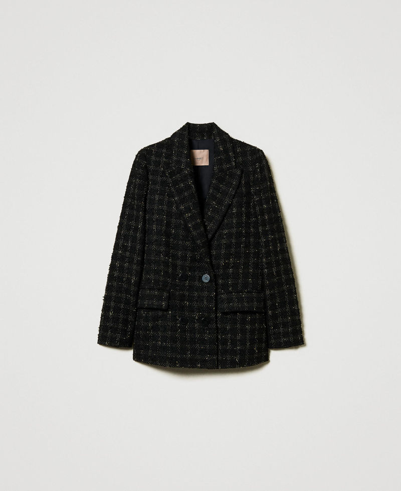 Bouclé blazer with check pattern