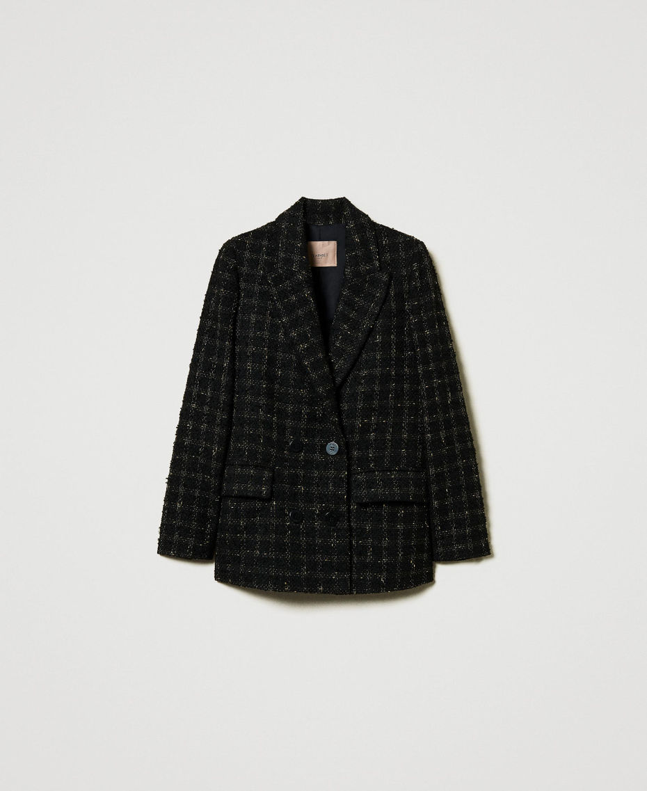 Bouclé blazer with check pattern