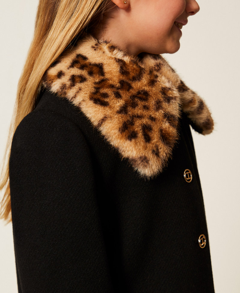 Manteau pour file en drap avec col animalier Noir Fille 252GB2051_00006_05
