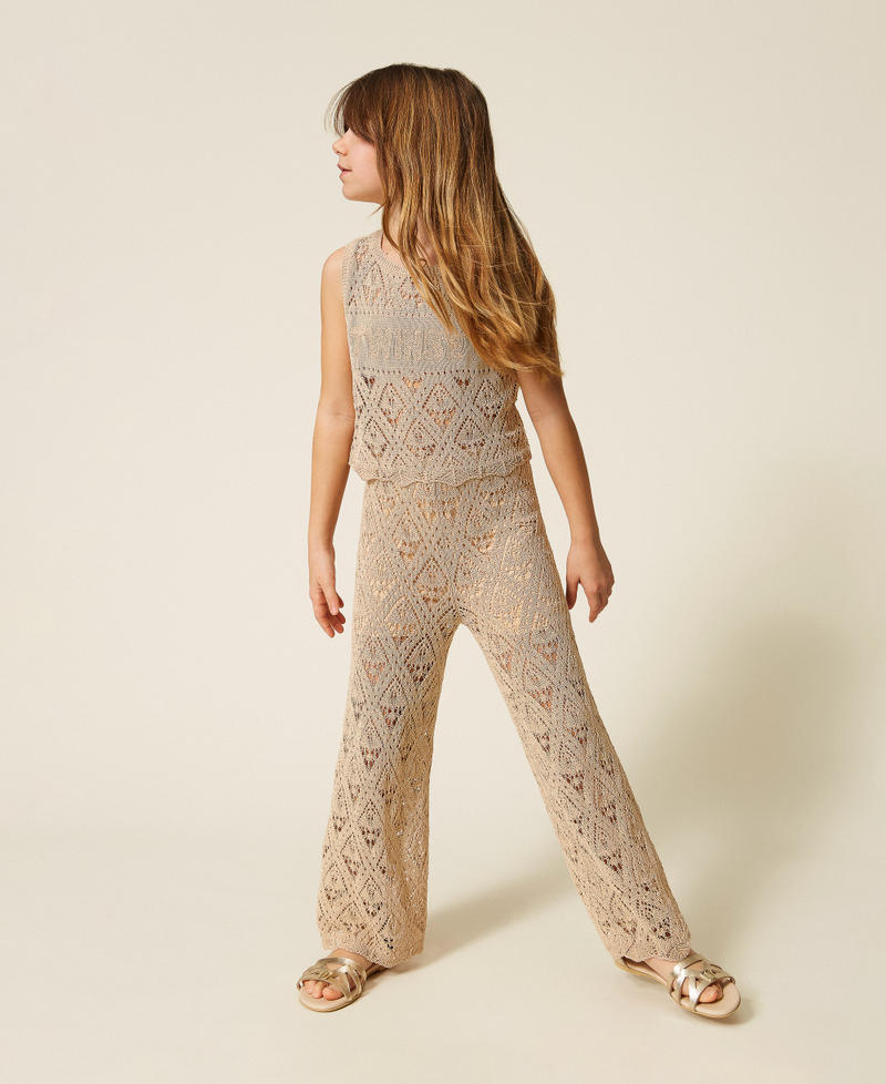 Top et pantalon ample en maille avec losanges Beige &laquo;&nbsp;Safari&nbsp;&raquo; Fille 261GJ3031_13191_01