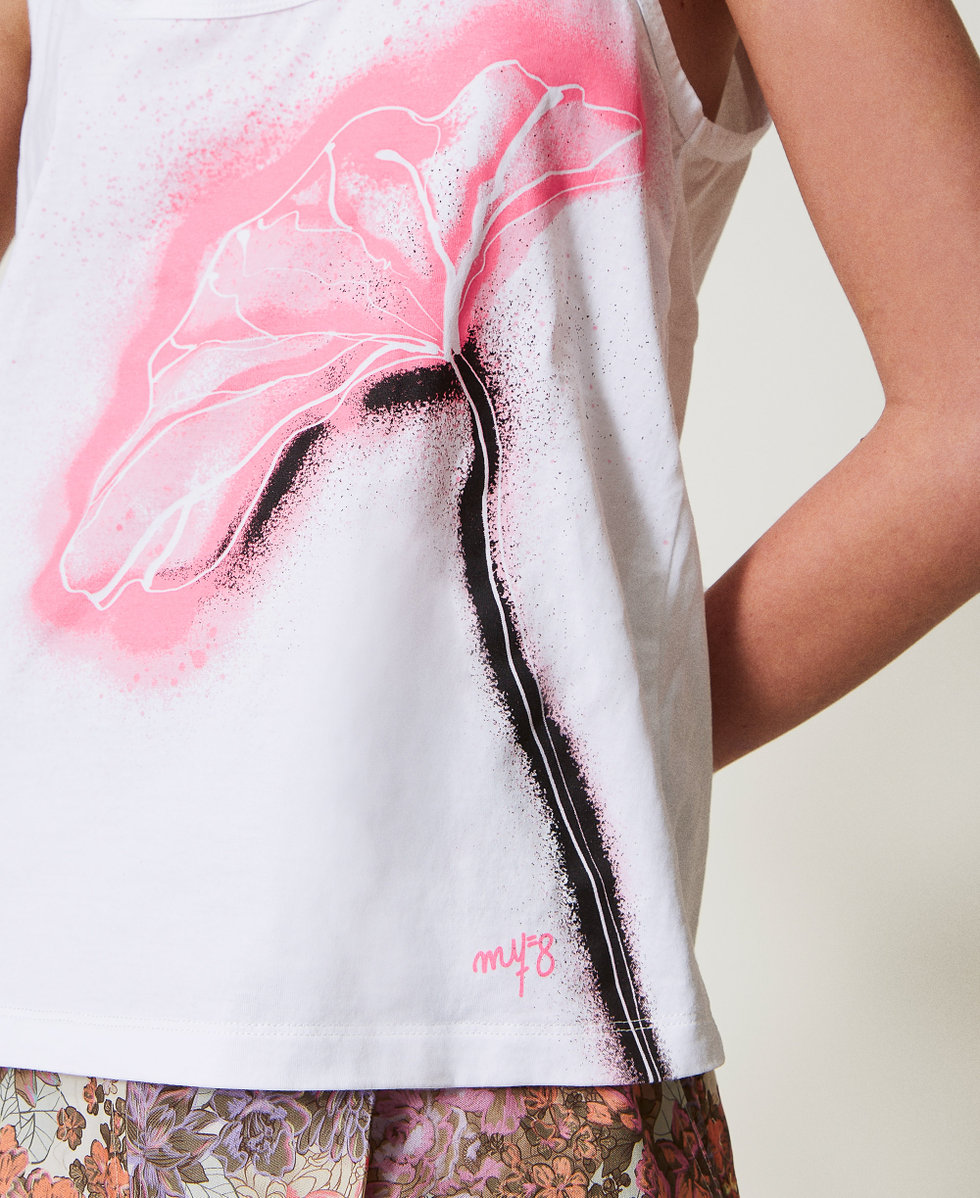 MYFO vest top with print Papers/Pink Flower Print Woman 251AQ2140_12482_04