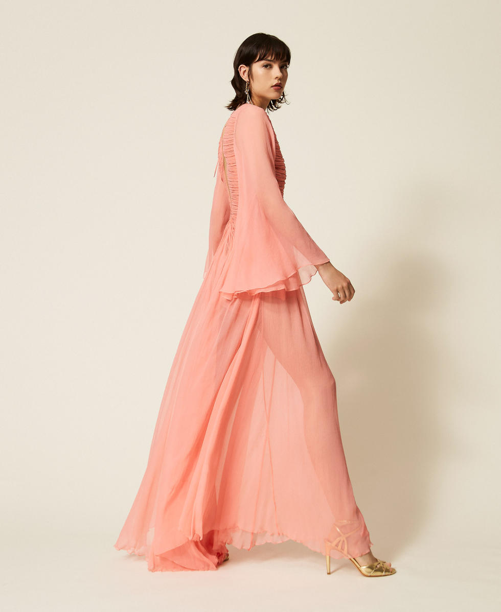 Silk creponne long dress