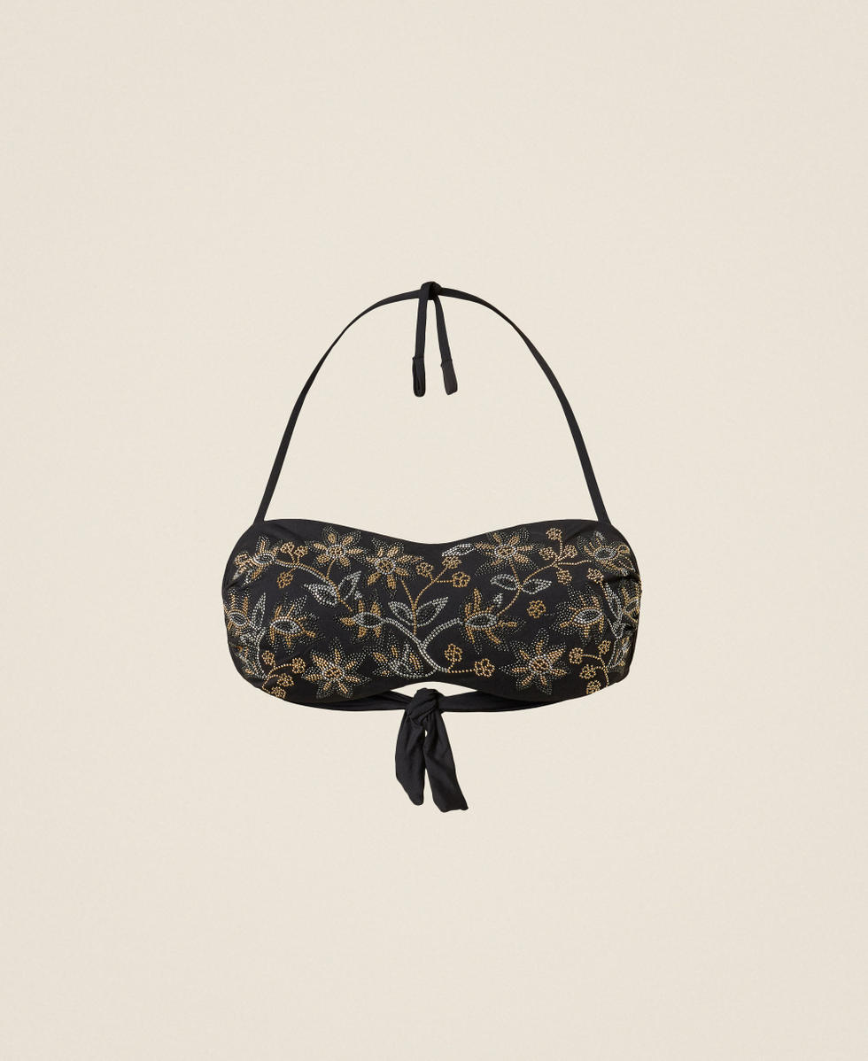 Sujetador de bikini bandeau con tachuelas Negro Mujer 261LBMA11_00006_S0