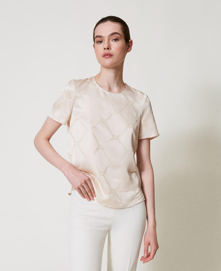 Bluse aus „Oval T“-Jacquard „Old White“ Frau 251TP2012_11748_05