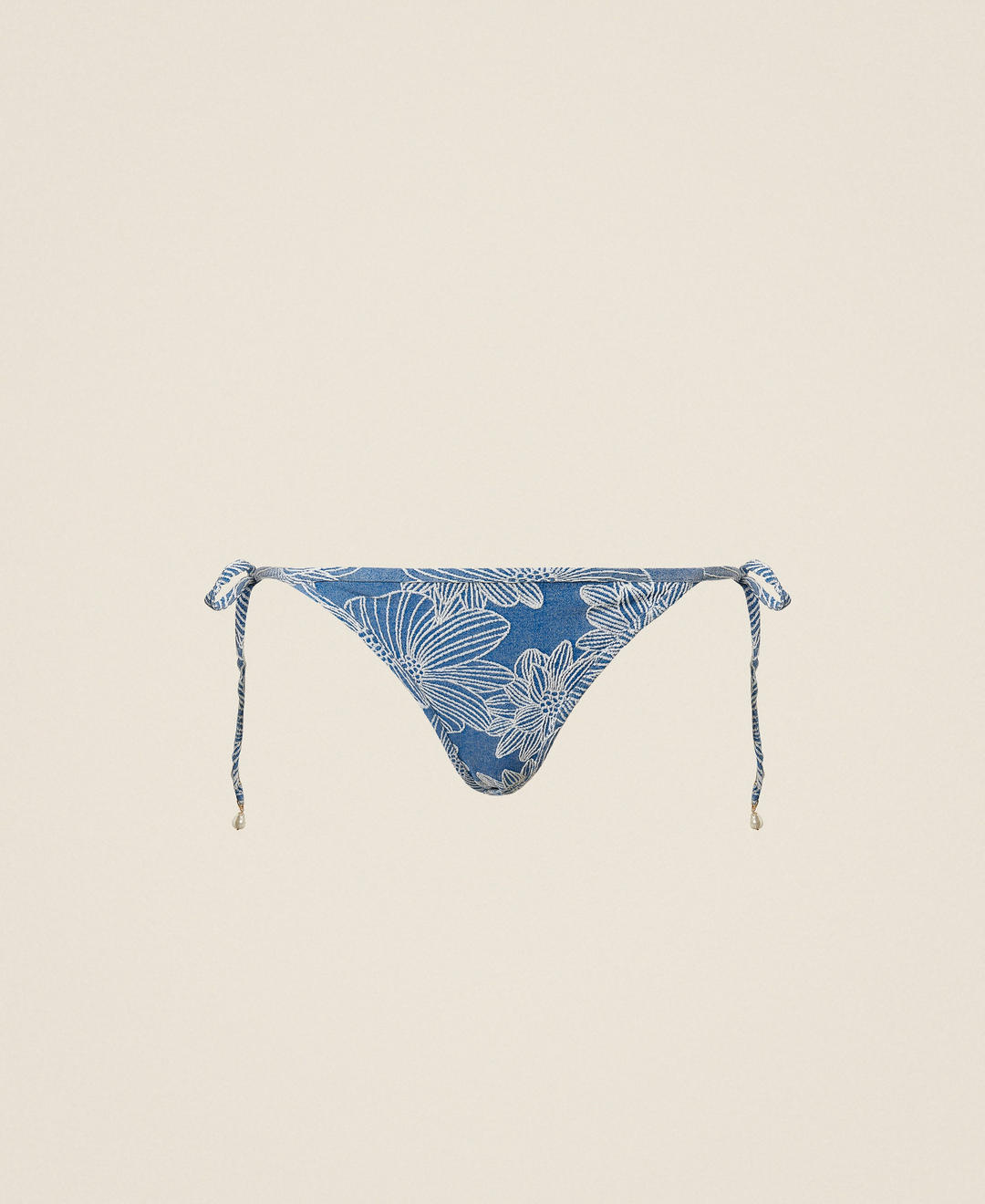 Tanga de bain jacquard avec perles