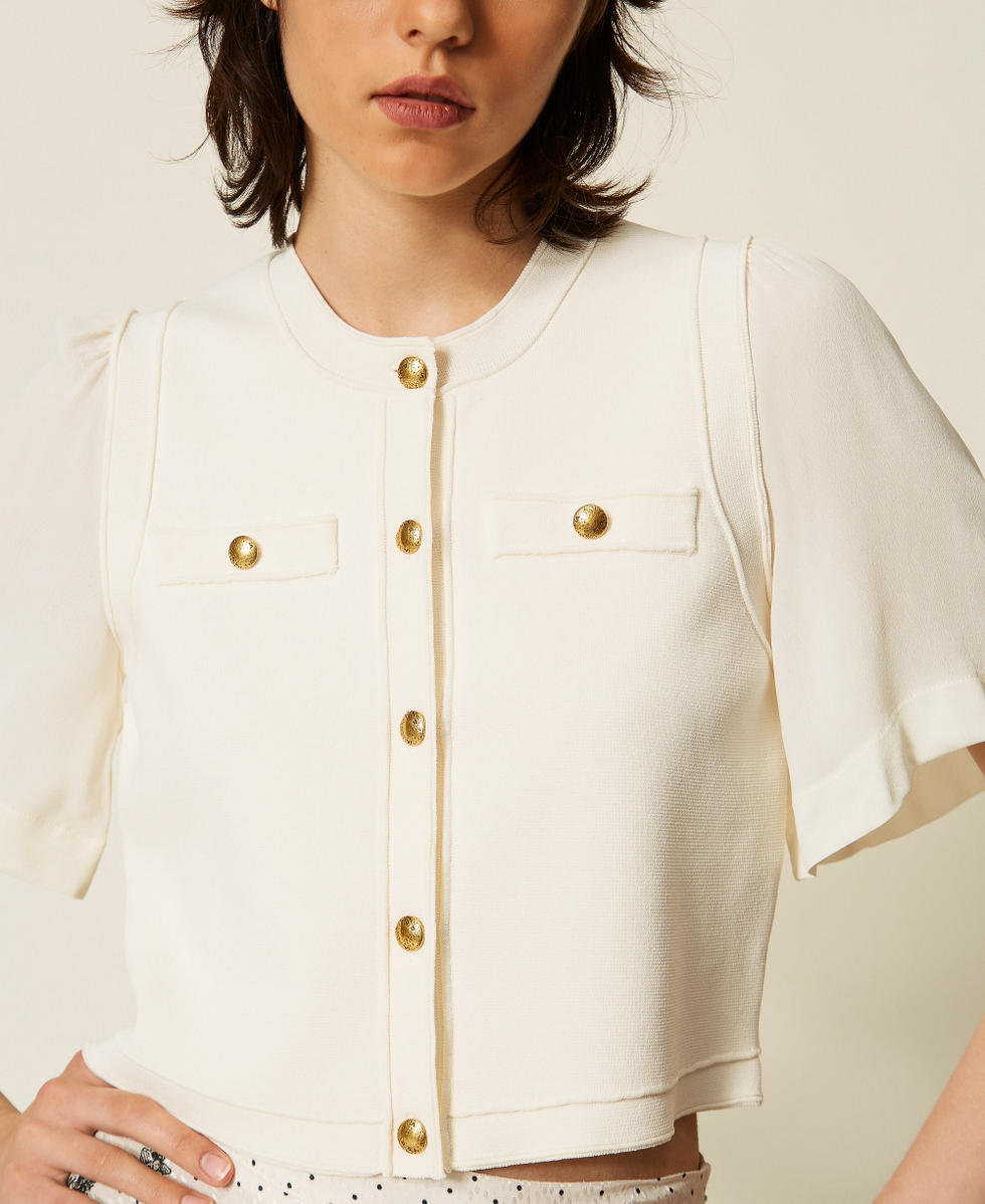 Knitted cardigan with metal buttons Mother Of Pearl Woman 262TP3080_00059_04