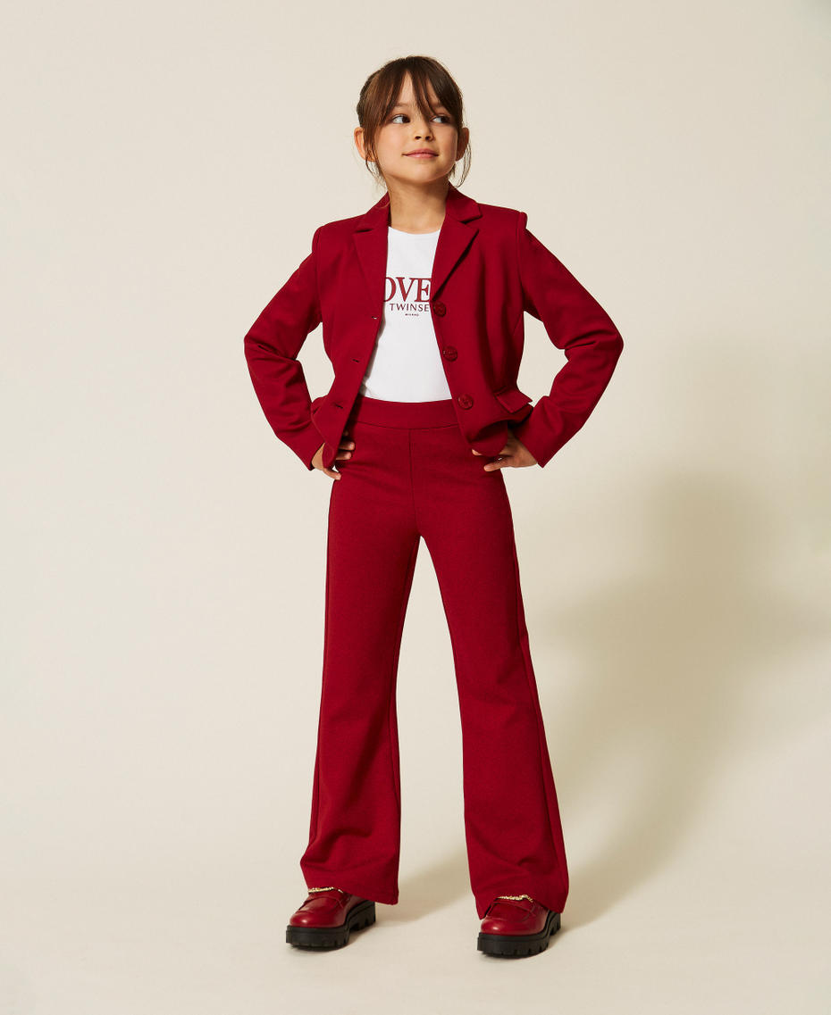 T-Shirt in Regular-Fit mit Flockdruck Off White / Lovely Red Ruby M&auml;dchen 262GJ2263_13865_T0