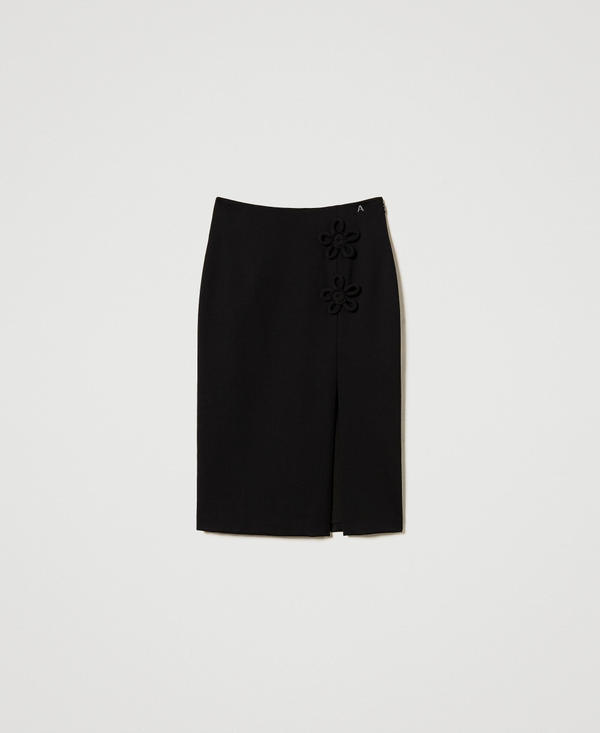 Fitted midi skirt with flowers