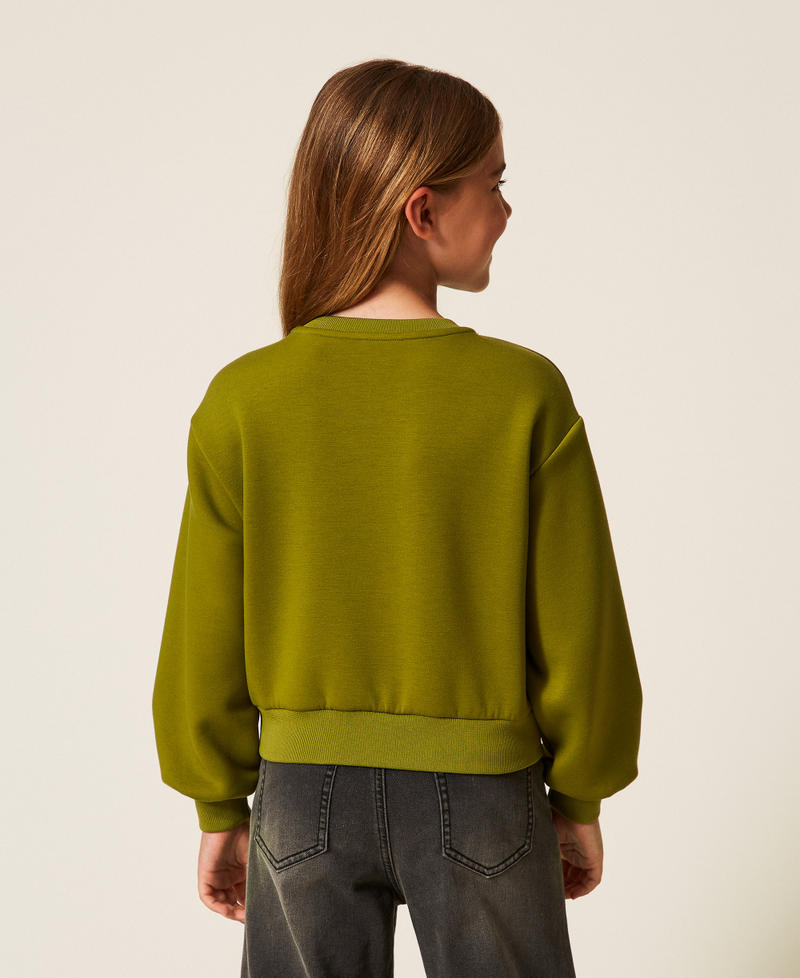 Scuba sweatshirt with Oval T Olive Oil Girl 252GJ205M_12576_03