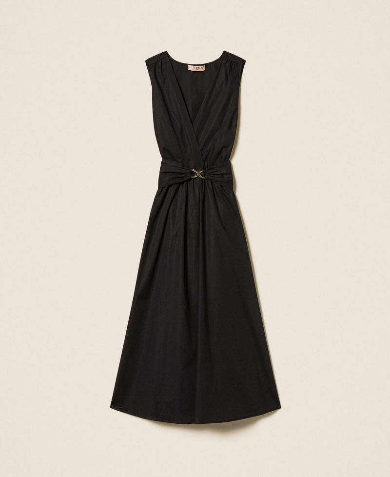 Midi poplin dress with logo belt Black Woman 261TT2161_00006_S0