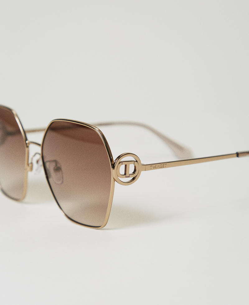 Стальные шестигранные солнцезащитные очки Сияющий Верблюжий женщина 999TZ5066_12464_03