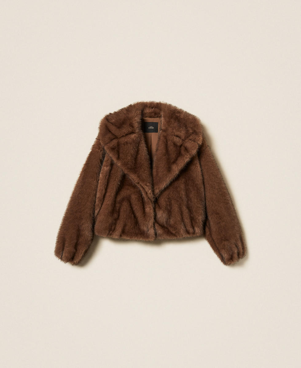 Blouson court en fausse fourrure