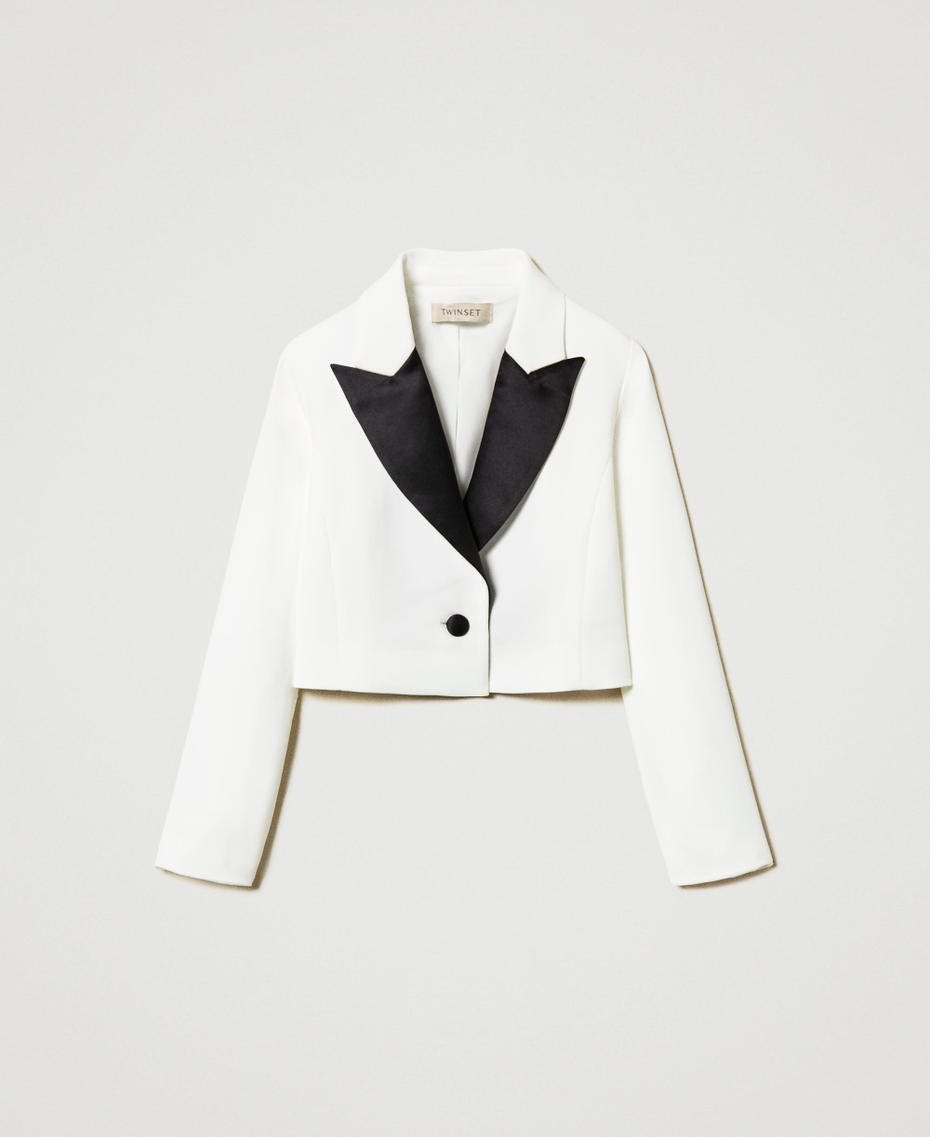 Crêpe Spencer jacket Bicolour "Ice" White / Black Girl 251GJ2QN2_02849_S0
