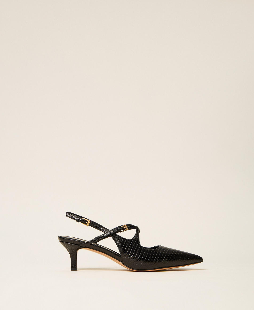 Escarpins slingbacks en cuir avec brides