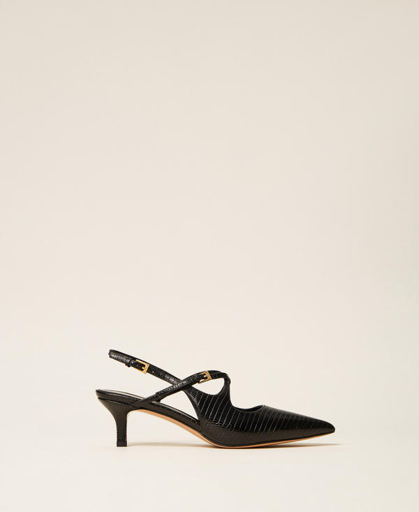 D&eacute;collet&eacute; slingback in pelle con cinturini