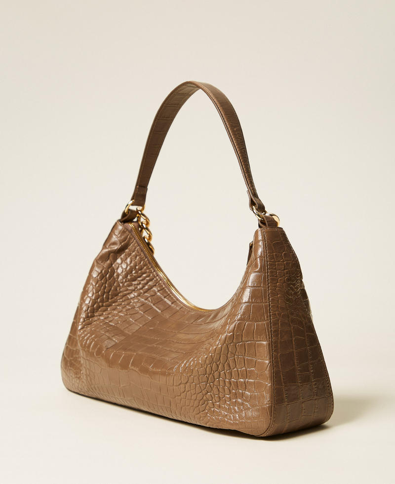 Borsa 'Liliane' in pelle a stampa coccodrillo Marrone "Tortora" Donna 252TD8252_12874_03