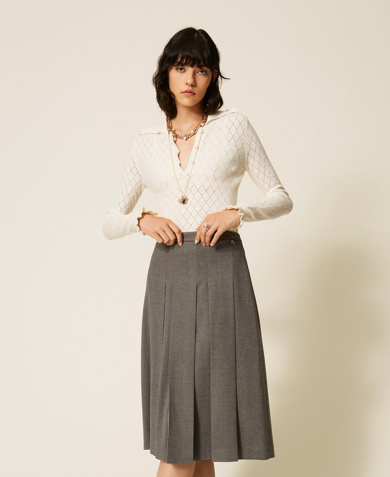 Flannel midi skirt Mid Grey Melange Woman 262AT2213_12838_01