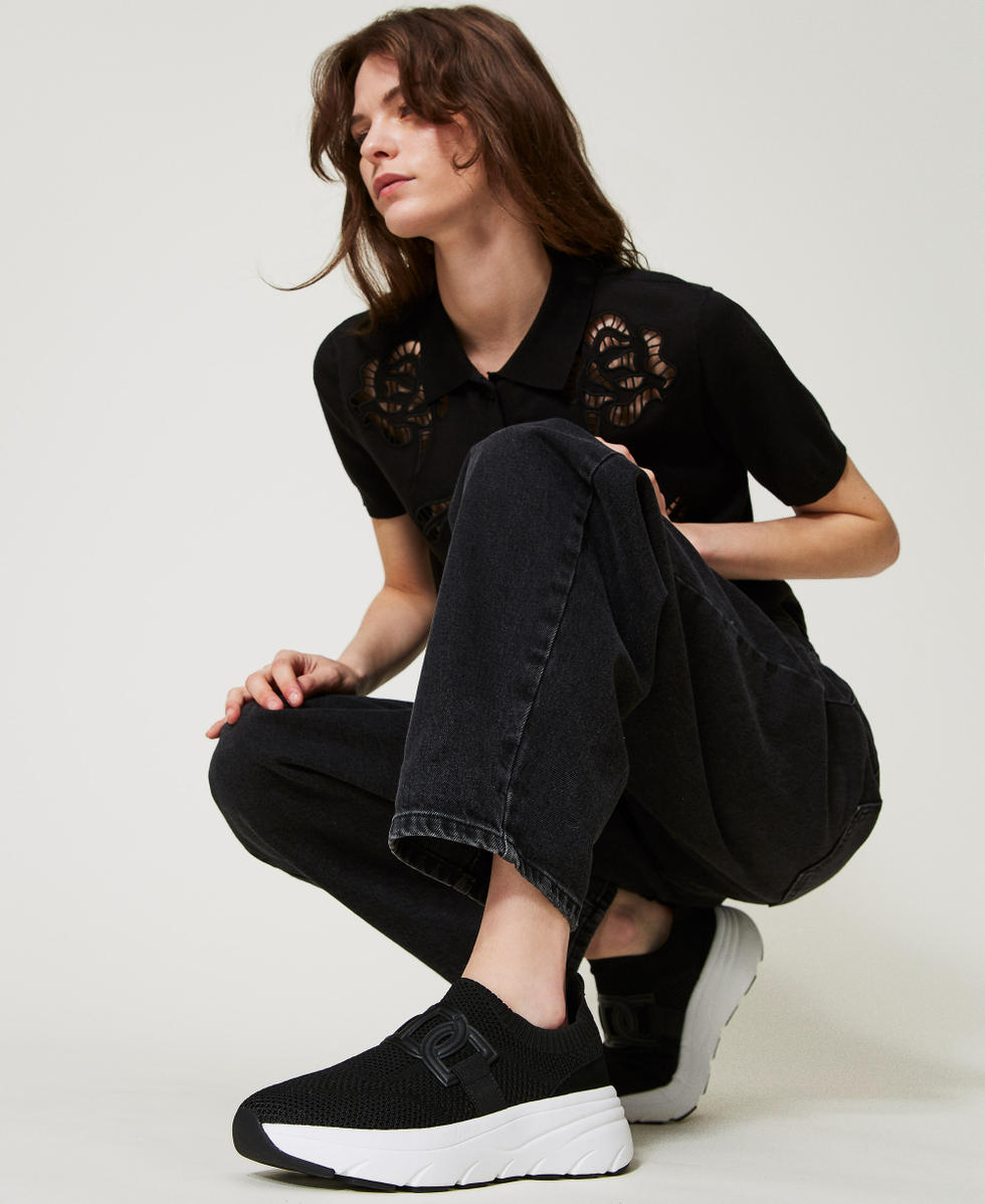 Sneaker running in maglia tecnica Donna, Nero | TWINSET Milano