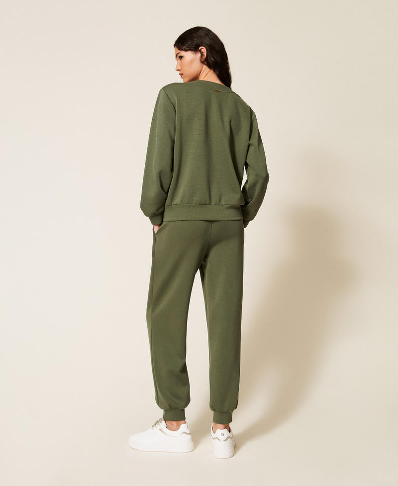 Joggers aus Scuba-Gewebe mit H&auml;kelarbeit &bdquo;Thyme&ldquo;-Gr&uuml;n Frau 261LL2GCC_12843_03