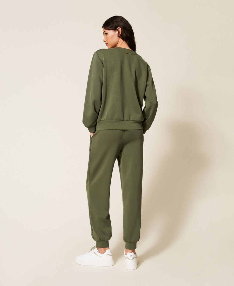 Scuba joggers with crochet detail Thyme Green Woman 261LL2GCC_12843_03
