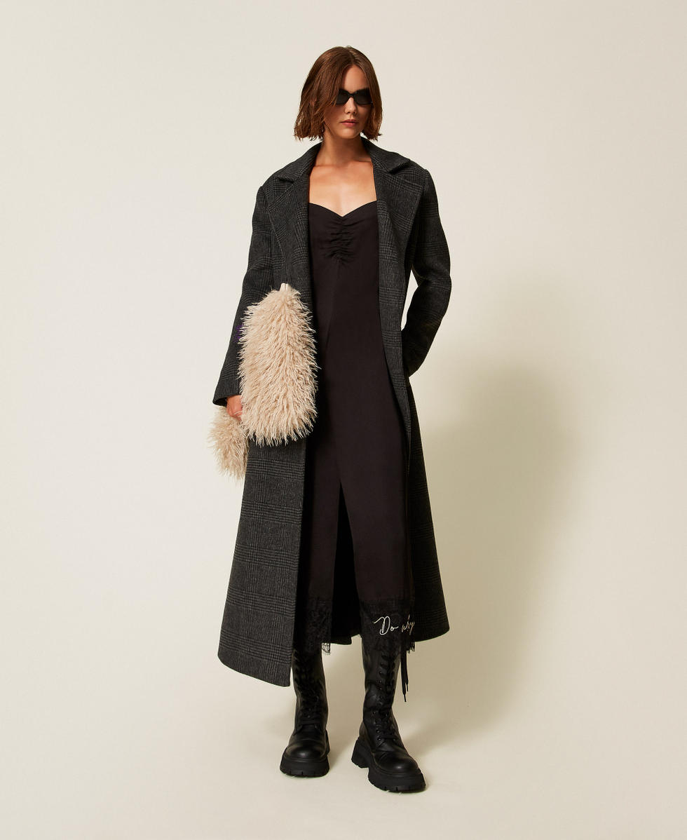 Robe midi MYFO avec dentelle et broderies Noir Femme 252AQ2032_00006_T0