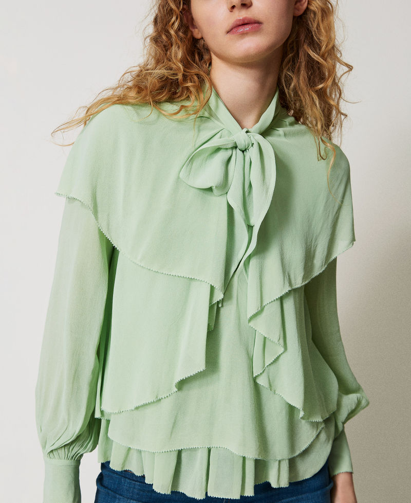 Georgette blouse with flounces Mint Woman 251TP2742_12080_04