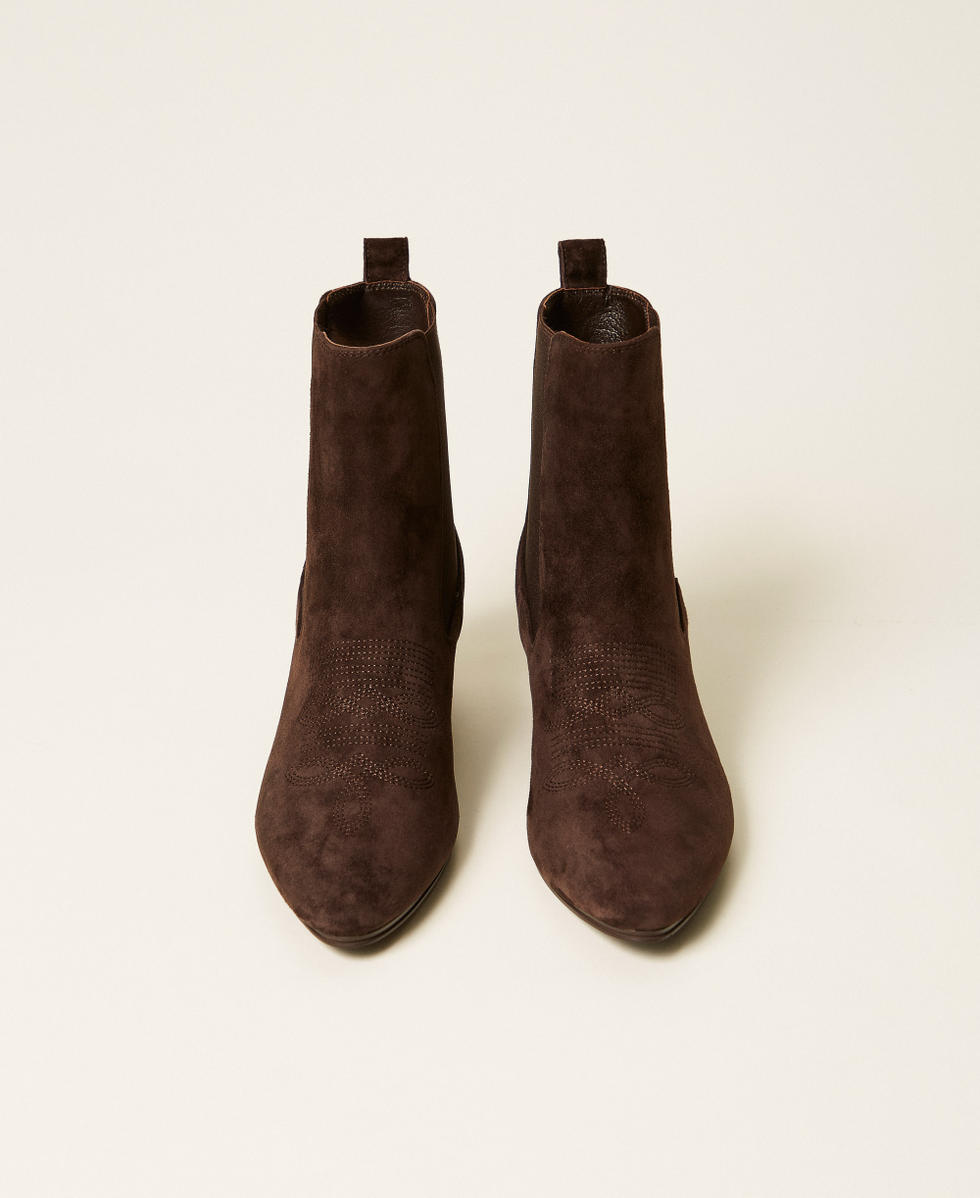 Suede leather Texas ankle boots Black Chocolate Woman 252TGT170_11054_04