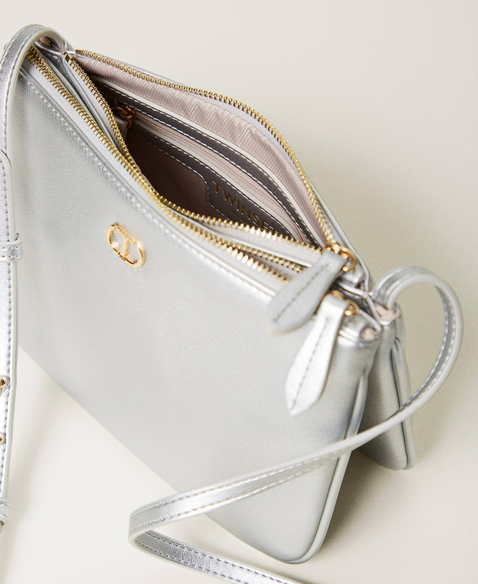 【SS25＊日本未入荷】'T Timeless' small shoulder bag Mini double shoulder bag Woman, Silver | TWINSET Milano