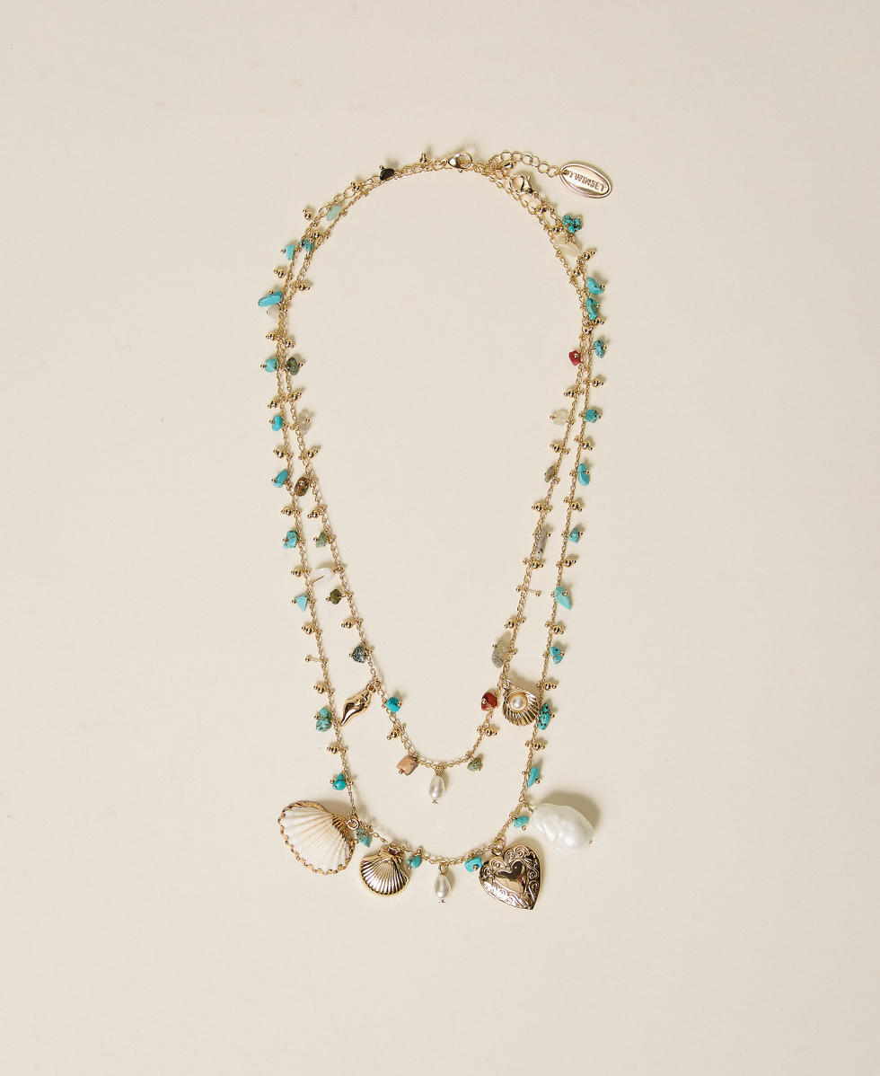 Set of necklaces with stones and charms