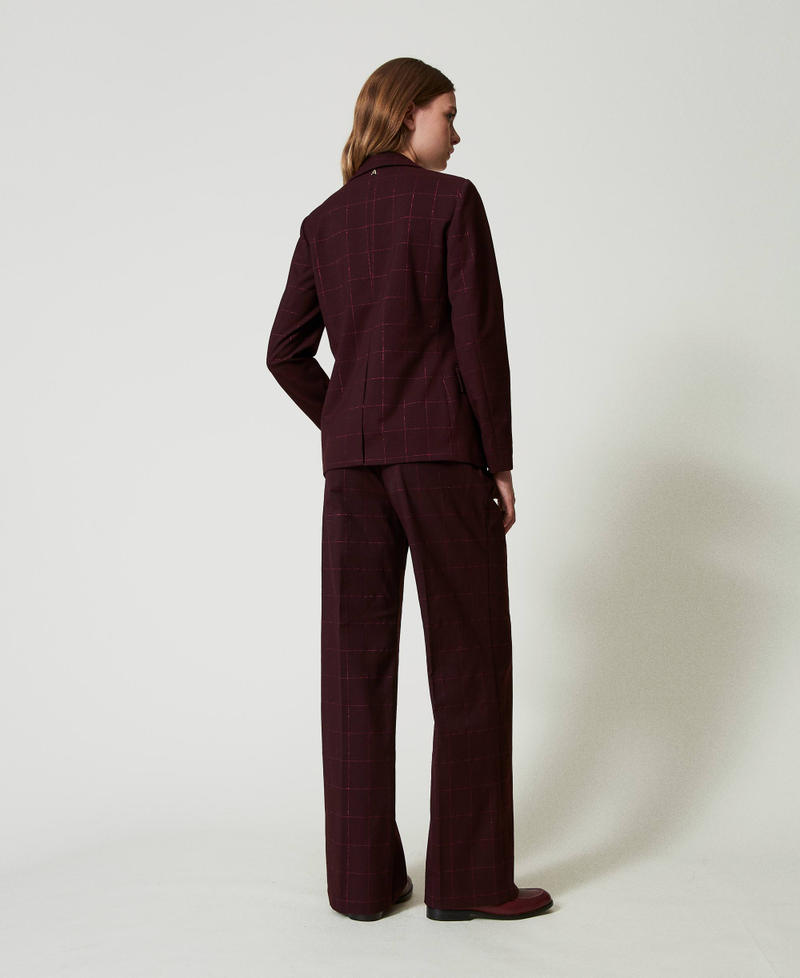 Palazzo trousers with lurex check pattern Potent Purple Woman 242AT2165_11963_03