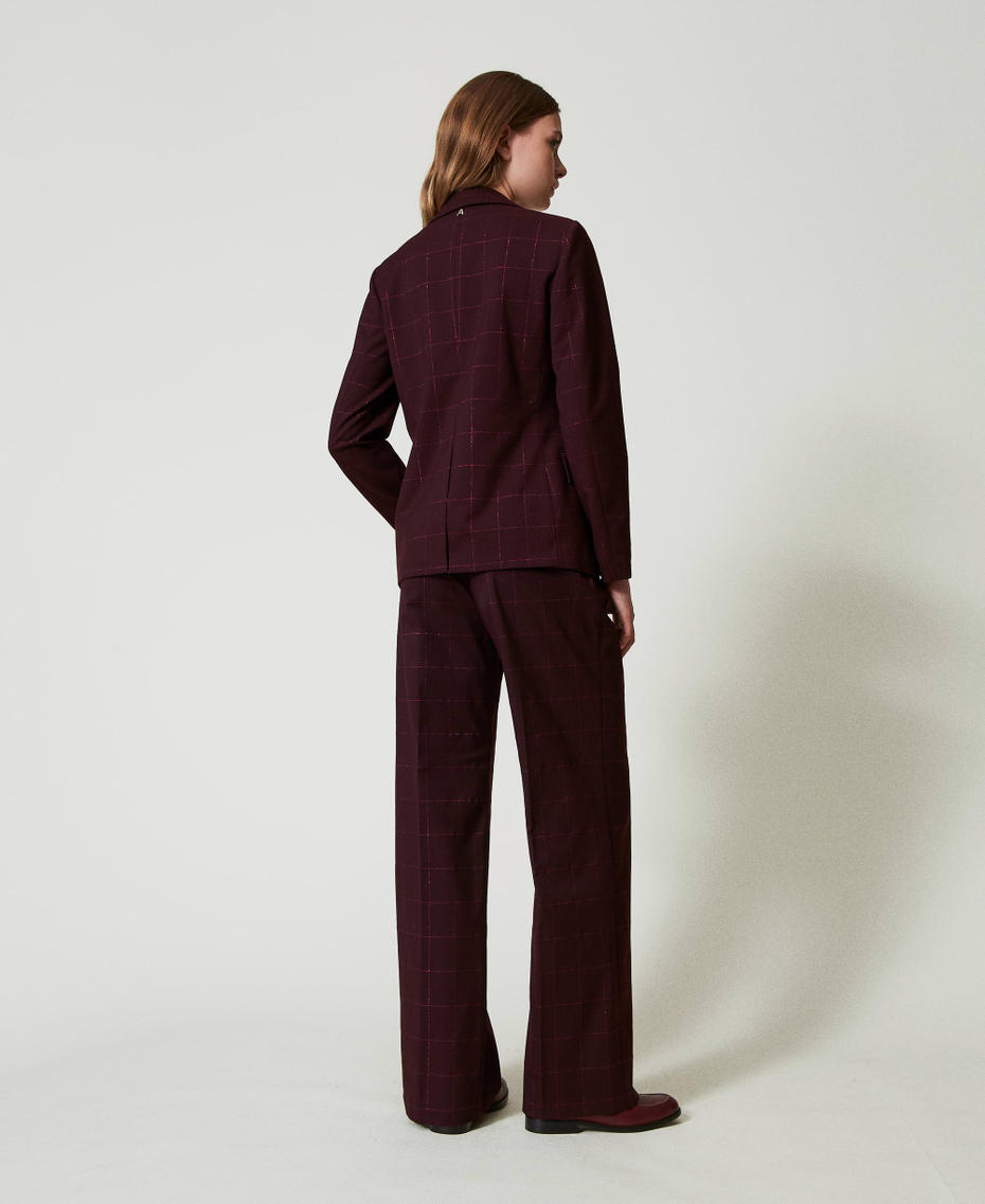Palazzo trousers with lurex check pattern Potent Purple Woman 242AT2165_11963_03